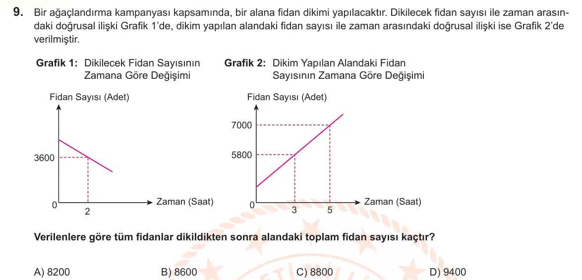 LGS Örnek Soruları Şubat 2025 Sayısal Matematik 9. Soru görseli