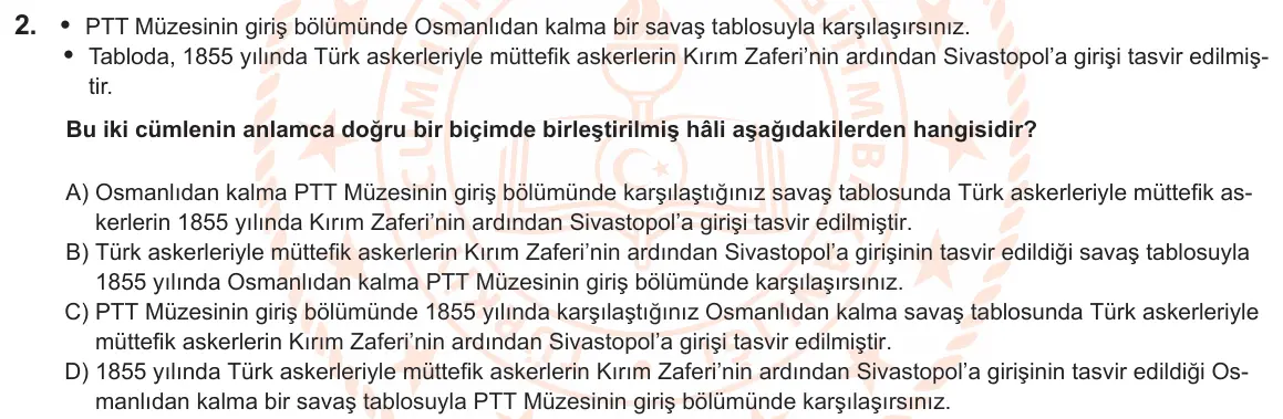 LGS Örnek Soruları Şubat 2025 Sözel Türkçe 2. Soru görseli