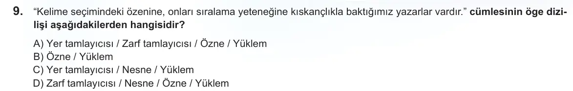 LGS Örnek Soruları Şubat 2025 Sözel Türkçe 9. Soru görseli