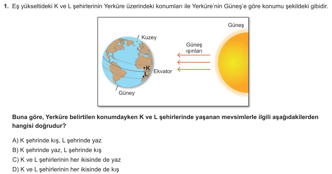 LGS Örnek Soruları Kasım 2025 Sayısal Fen Bilimleri 1. Soru görseli