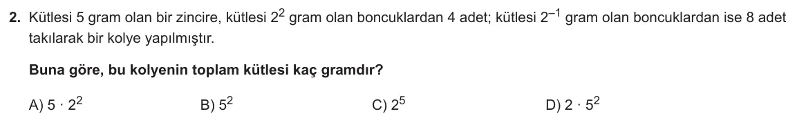 LGS Örnek Soruları Kasım 2025 Sayısal Matematik 2. Soru görseli