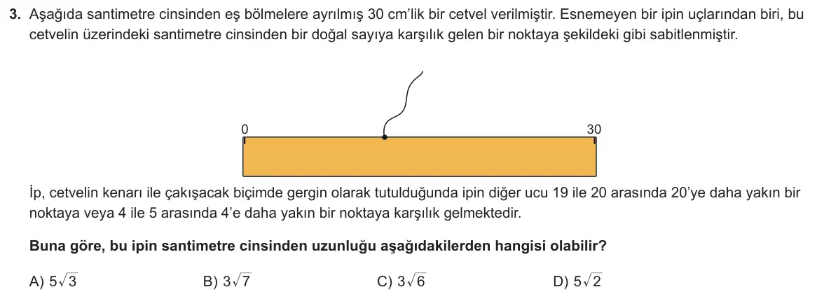 LGS Örnek Soruları Kasım 2025 Sayısal Matematik 3. Soru görseli