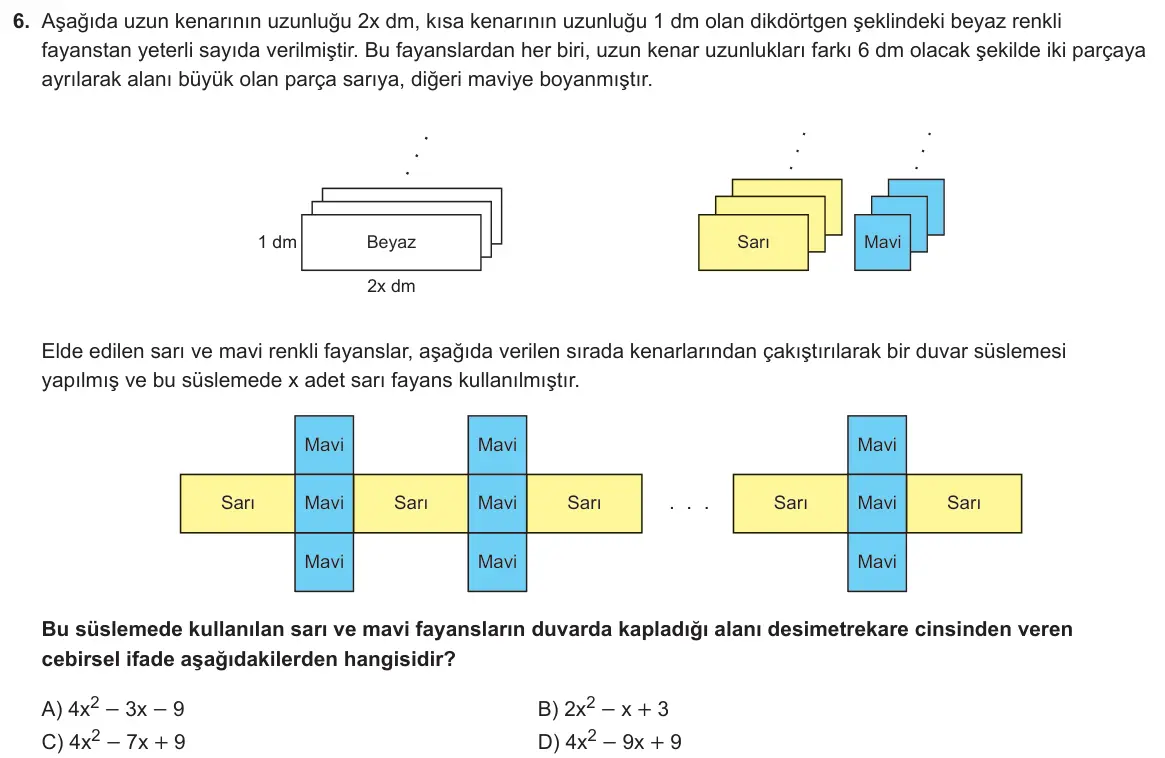 LGS Örnek Soruları Kasım 2025 Sayısal Matematik 6. Soru görseli