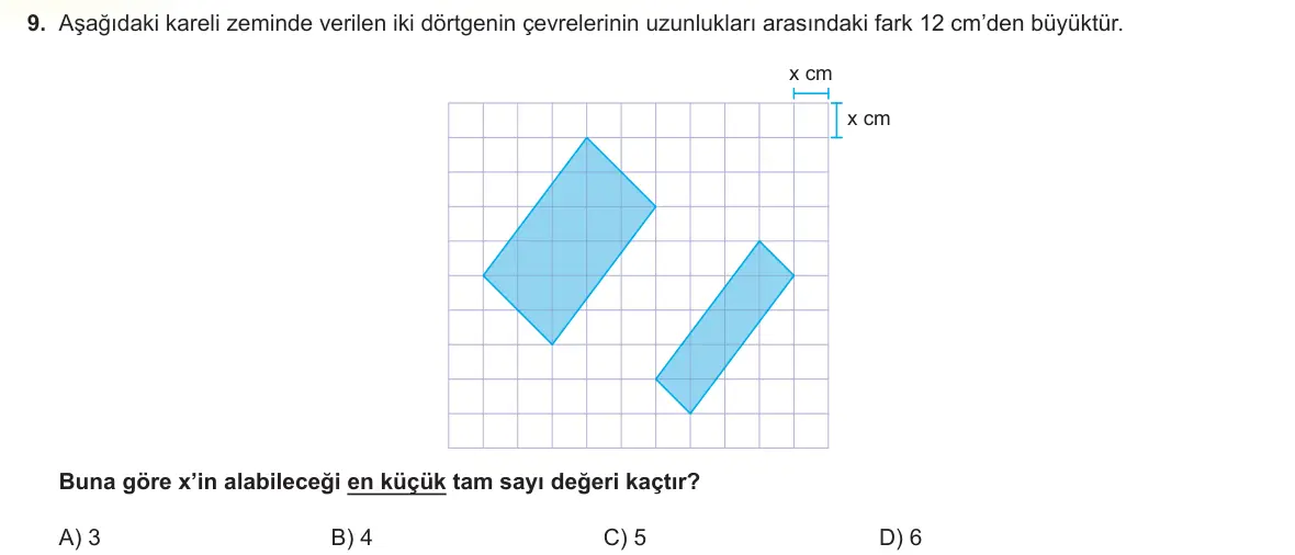 LGS Örnek Soruları Kasım 2025 Sayısal Matematik 9. Soru görseli