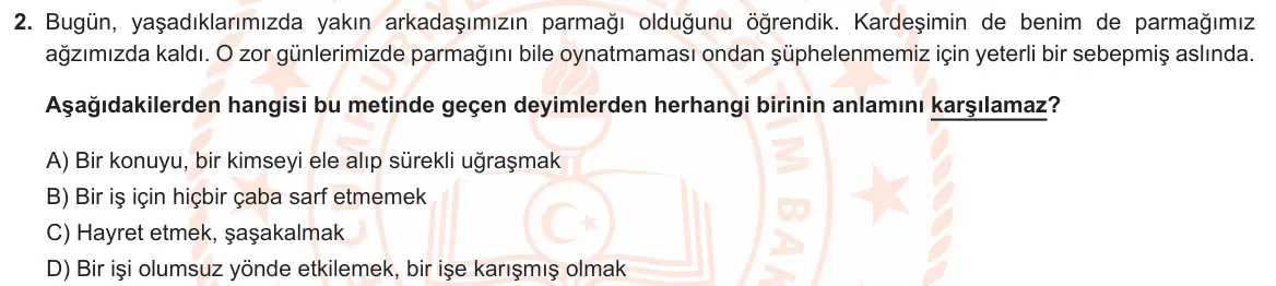 LGS Örnek Soruları Kasım 2025 Sözel Türkçe 2. Soru görseli