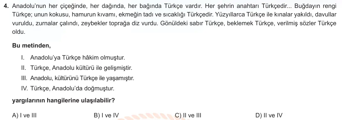 LGS Örnek Soruları Kasım 2025 Sözel Türkçe 4. Soru görseli