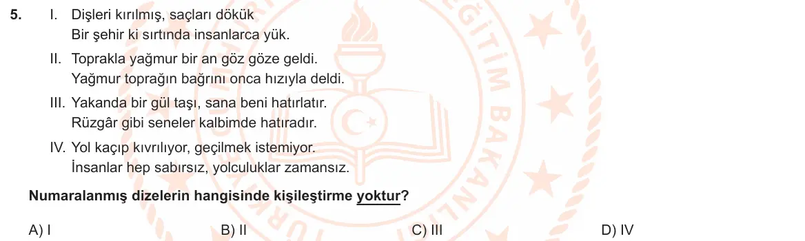 LGS Örnek Soruları Kasım 2025 Sözel Türkçe 5. Soru görseli