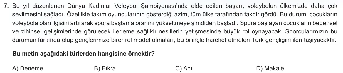 LGS Örnek Soruları Kasım 2025 Sözel Türkçe 7. Soru görseli