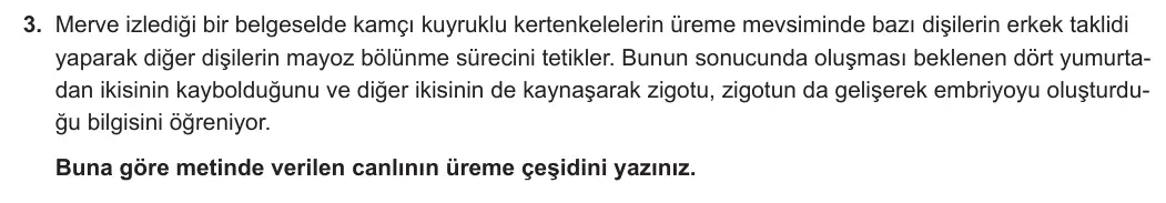 10. Sınıf Biyoloji 2023-2024 1. Dönem 1. Yazılı 1. Bölüm 3. Soru görseli
