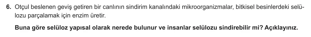 9. Sınıf Biyoloji 2023-2024 1. Dönem 1. Yazılı 1. Bölüm 6. Soru görseli