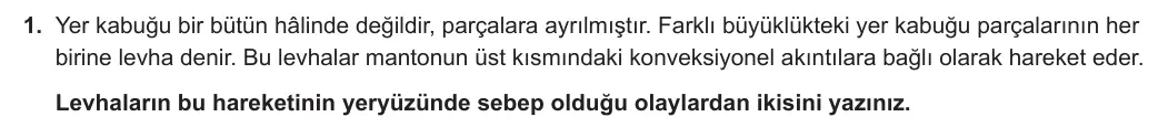 10. Sınıf Coğrafya 2023-2024 1. Dönem 1. Yazılı 2. Bölüm 1. Soru görseli