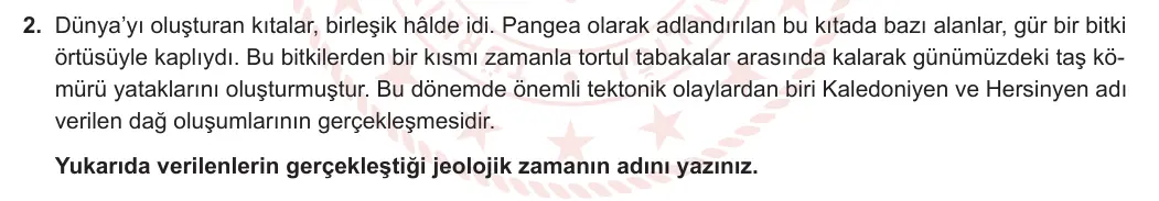 10. Sınıf Coğrafya 2023-2024 1. Dönem 1. Yazılı 2. Bölüm 2. Soru görseli