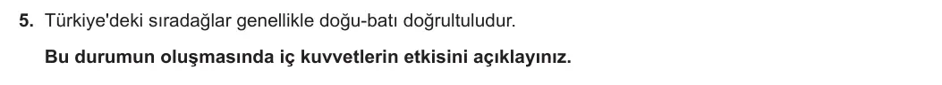10. Sınıf Coğrafya 2023-2024 1. Dönem 1. Yazılı 2. Bölüm 5. Soru görseli