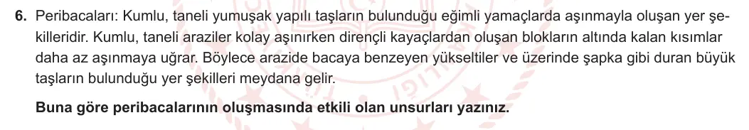 10. Sınıf Coğrafya 2023-2024 1. Dönem 1. Yazılı 2. Bölüm 6. Soru görseli