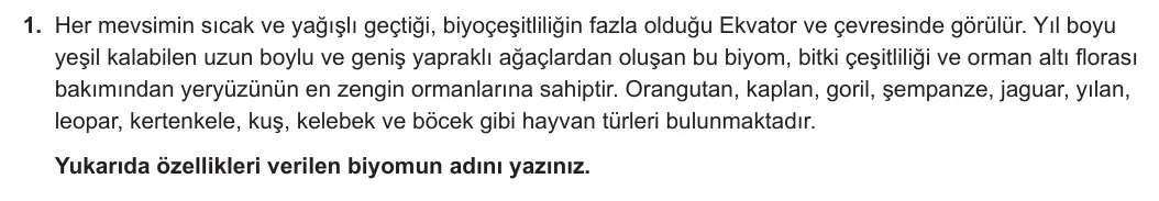 11. Sınıf Coğrafya 2023-2024 1. Dönem 1. Yazılı 1. Bölüm 1. Soru görseli