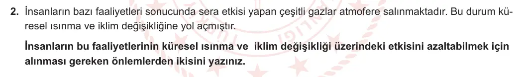 12. Sınıf Coğrafya 2023-2024 1. Dönem 1. Yazılı 1. Bölüm 2. Soru görseli