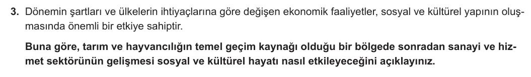 12. Sınıf Coğrafya 2023-2024 1. Dönem 1. Yazılı 1. Bölüm 3. Soru görseli