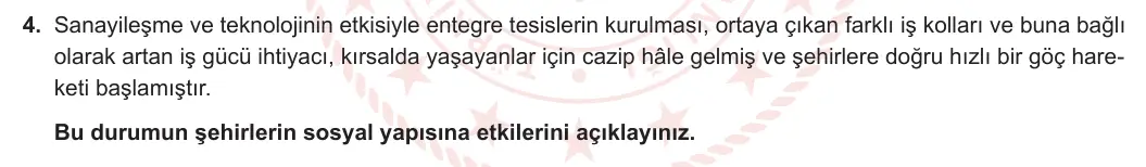 12. Sınıf Coğrafya 2023-2024 1. Dönem 1. Yazılı 1. Bölüm 4. Soru görseli