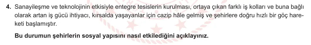 12. Sınıf Coğrafya 2023-2024 1. Dönem 1. Yazılı 2. Bölüm 4. Soru görseli