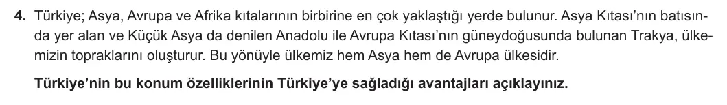 9. Sınıf Coğrafya 2023-2024 1. Dönem 1. Yazılı 1. Bölüm 4. Soru görseli