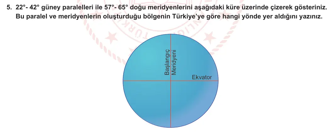 9. Sınıf Coğrafya 2023-2024 1. Dönem 1. Yazılı 1. Bölüm 5. Soru görseli