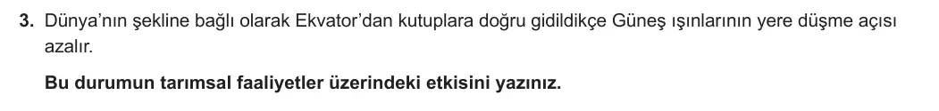 9. Sınıf Coğrafya 2023-2024 1. Dönem 1. Yazılı 2. Bölüm 3. Soru görseli