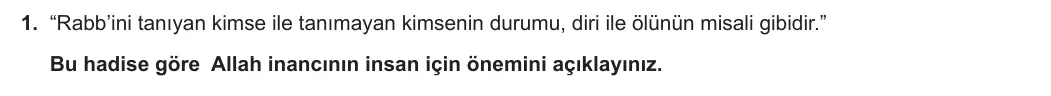 10. Sınıf Din Kültürü ve Ahlak Bilgisi 2023-2024 1. Dönem 1. Yazılı 2. Bölüm 1. Soru görseli