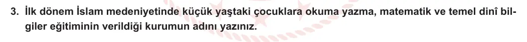 12. Sınıf Din Kültürü ve Ahlak Bilgisi 2023-2024 1. Dönem 1. Yazılı 1. Bölüm 3. Soru görseli