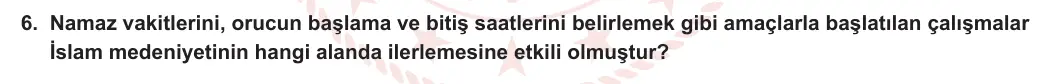 12. Sınıf Din Kültürü ve Ahlak Bilgisi 2023-2024 1. Dönem 1. Yazılı 2. Bölüm 6. Soru görseli