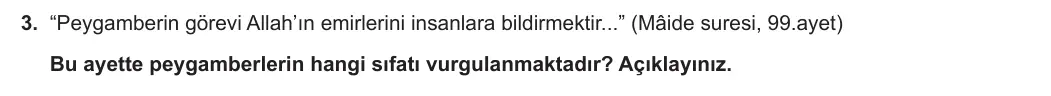 6. Sınıf Din Kültürü ve Ahlak Bilgisi 2023-2024 1. Dönem 1. Yazılı 1. Bölüm 3. Soru görseli