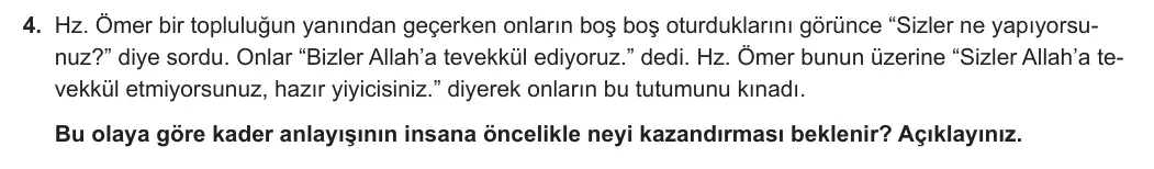 8. Sınıf Din Kültürü ve Ahlak Bilgisi 2023-2024 1. Dönem 1. Yazılı 1. Bölüm 4. Soru görseli