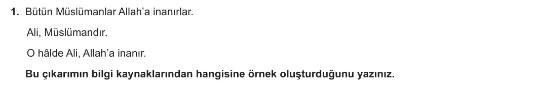 9. Sınıf Din Kültürü ve Ahlak Bilgisi 2023-2024 1. Dönem 1. Yazılı 1. Bölüm 1. Soru görseli