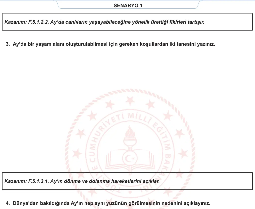 5. Sınıf Fen Bilimleri 2023-2024 1. Dönem 1. Yazılı 1. Bölüm 2. Soru görseli (2/2)