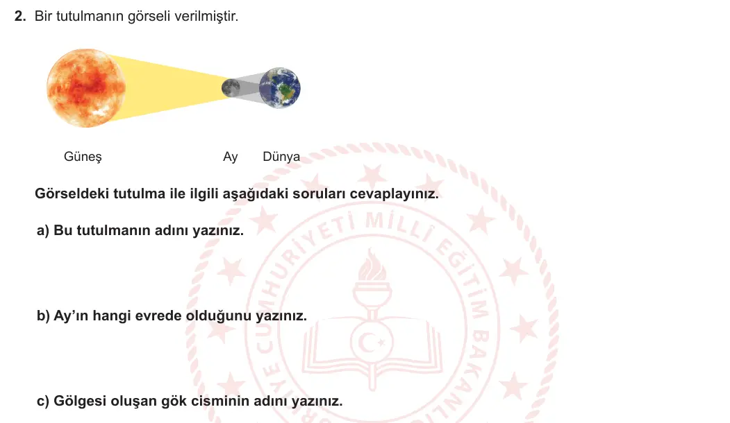 6. Sınıf Fen Bilimleri 2023-2024 1. Dönem 1. Yazılı 1. Bölüm 2. Soru görseli