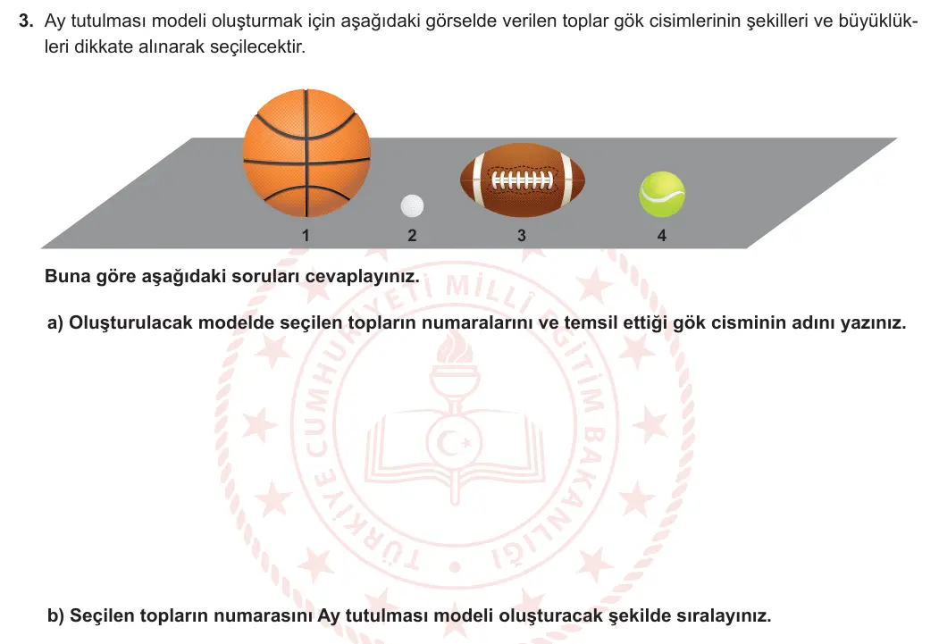 6. Sınıf Fen Bilimleri 2023-2024 1. Dönem 1. Yazılı 1. Bölüm 3. Soru görseli