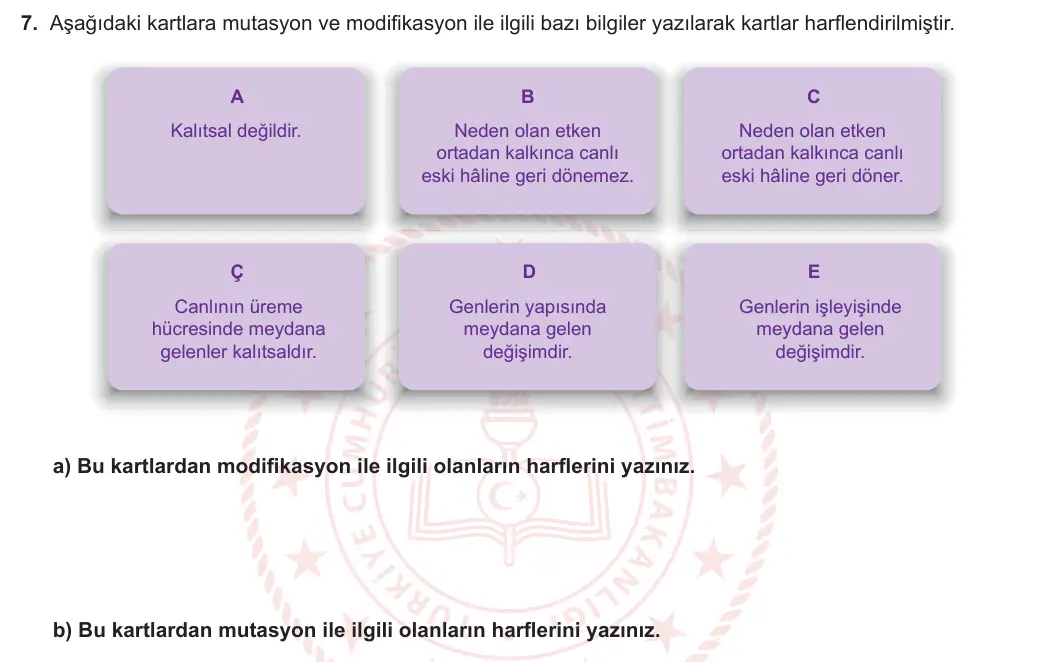 8. Sınıf Fen Bilimleri 2023-2024 1. Dönem 1. Yazılı 1. Bölüm 7. Soru görseli (1/2)