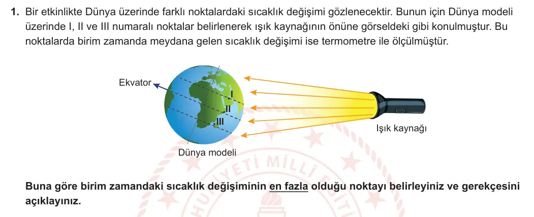 8. Sınıf Fen Bilimleri 2023-2024 1. Dönem 1. Yazılı 2. Bölüm 1. Soru görseli (1/2)