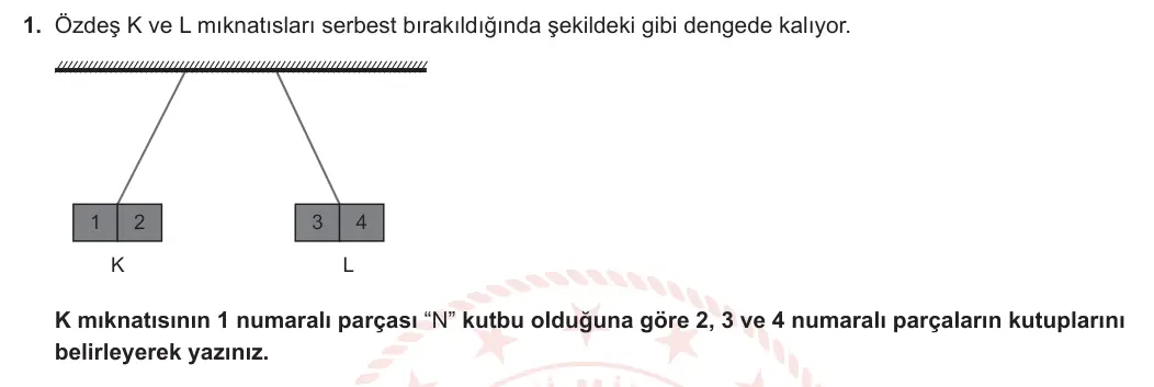 10. Sınıf Fizik 2023-2024 1. Dönem 1. Yazılı 1. Bölüm 1. Soru görseli