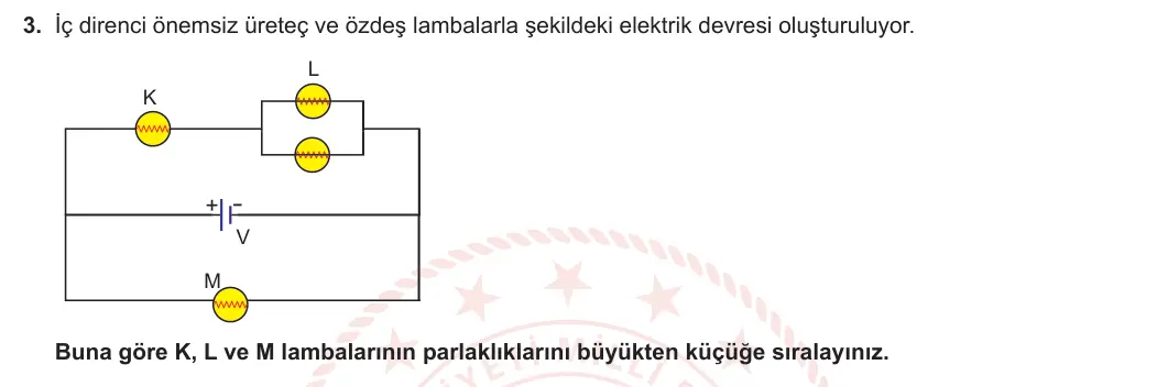 10. Sınıf Fizik 2023-2024 1. Dönem 1. Yazılı 1. Bölüm 3. Soru görseli