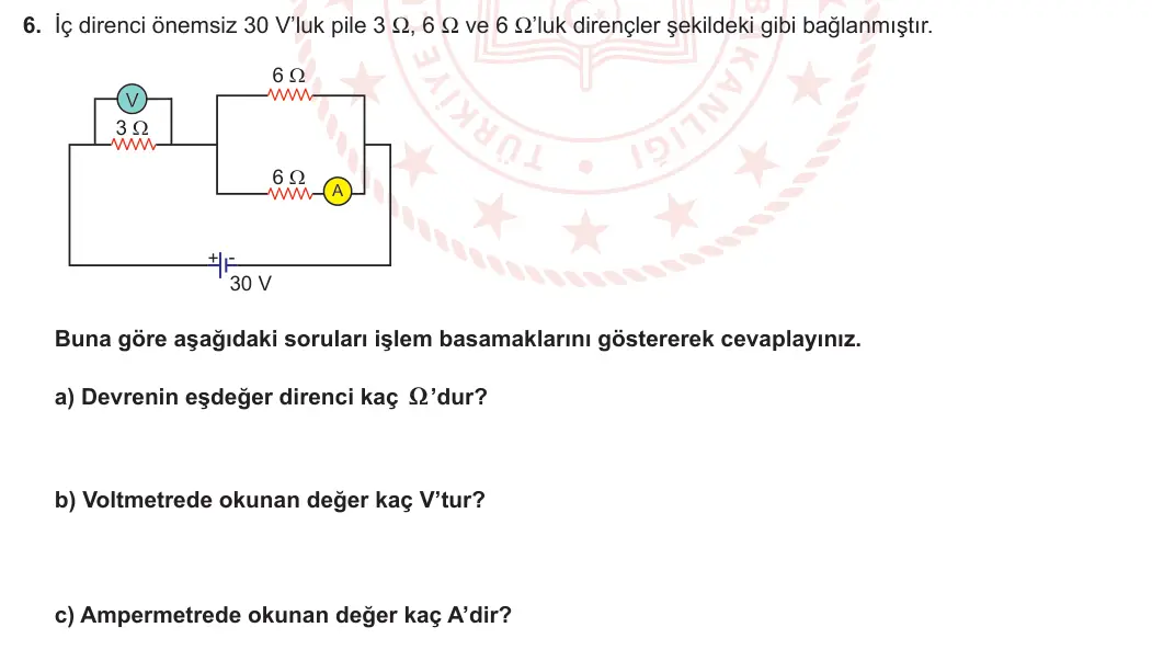 10. Sınıf Fizik 2023-2024 1. Dönem 1. Yazılı 1. Bölüm 6. Soru görseli
