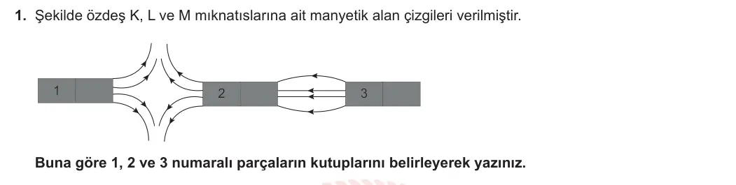 10. Sınıf Fizik 2023-2024 1. Dönem 1. Yazılı 2. Bölüm 1. Soru görseli