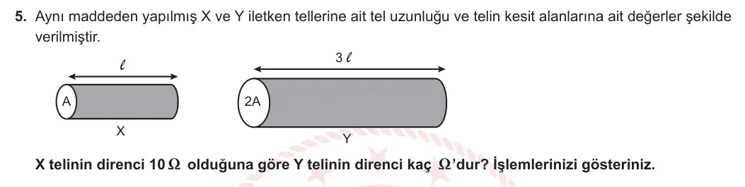 10. Sınıf Fizik 2023-2024 1. Dönem 1. Yazılı 3. Bölüm 5. Soru görseli