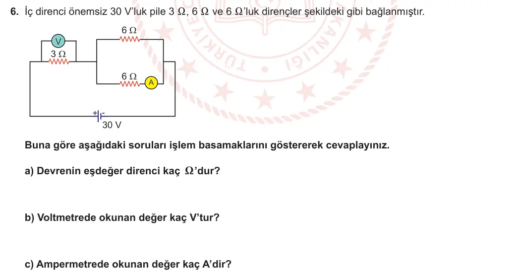 10. Sınıf Fizik 2023-2024 1. Dönem 1. Yazılı 3. Bölüm 6. Soru görseli