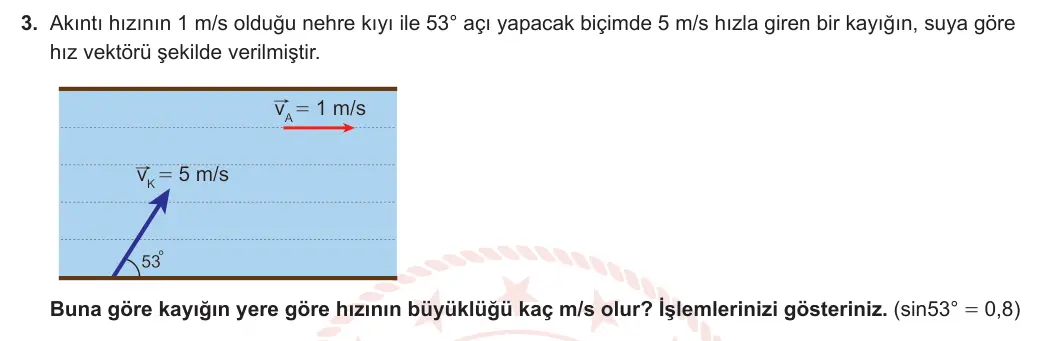 11. Sınıf Fizik 2023-2024 1. Dönem 1. Yazılı 1. Bölüm 3. Soru görseli