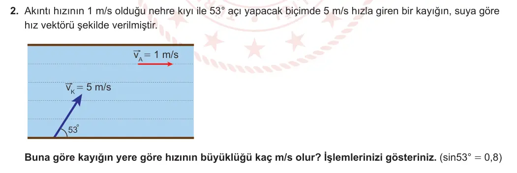 11. Sınıf Fizik 2023-2024 1. Dönem 1. Yazılı 2. Bölüm 2. Soru görseli