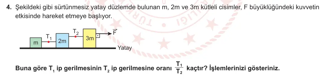 11. Sınıf Fizik 2023-2024 1. Dönem 1. Yazılı 2. Bölüm 4. Soru görseli