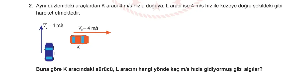11. Sınıf Fizik 2023-2024 1. Dönem 1. Yazılı 3. Bölüm 2. Soru görseli