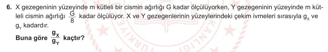 12. Sınıf Fizik 2023-2024 1. Dönem 1. Yazılı 1. Bölüm 6. Soru görseli