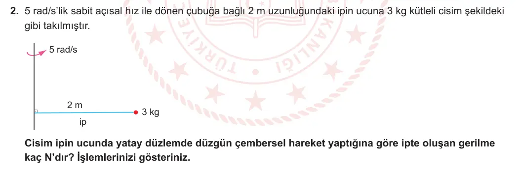 12. Sınıf Fizik 2023-2024 1. Dönem 1. Yazılı 2. Bölüm 2. Soru görseli