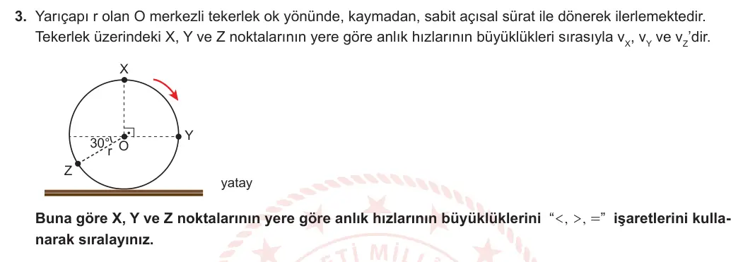 12. Sınıf Fizik 2023-2024 1. Dönem 1. Yazılı 2. Bölüm 3. Soru görseli